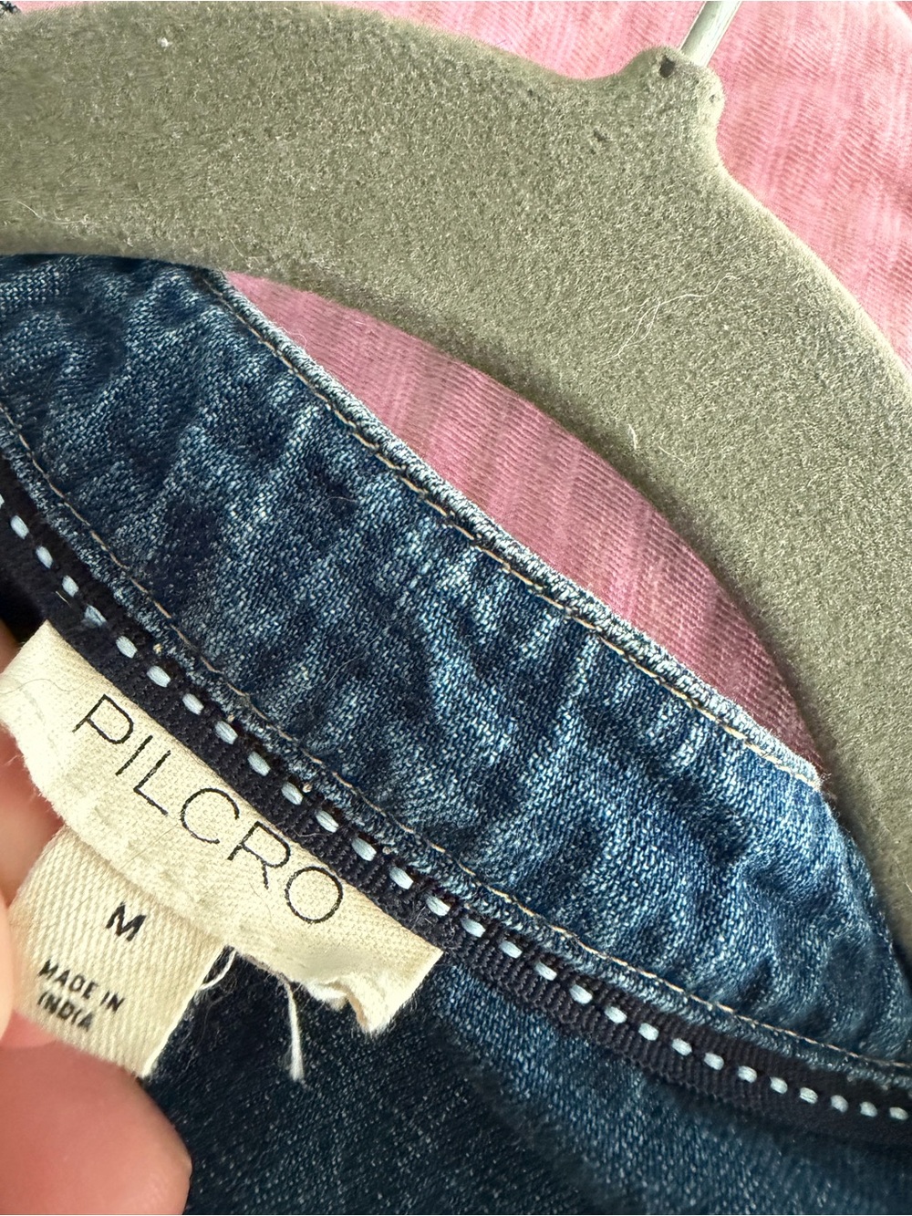 Pilcro Denim Button-Front Short Sleeve Top - Indigo Blue - Picture 2 of 3